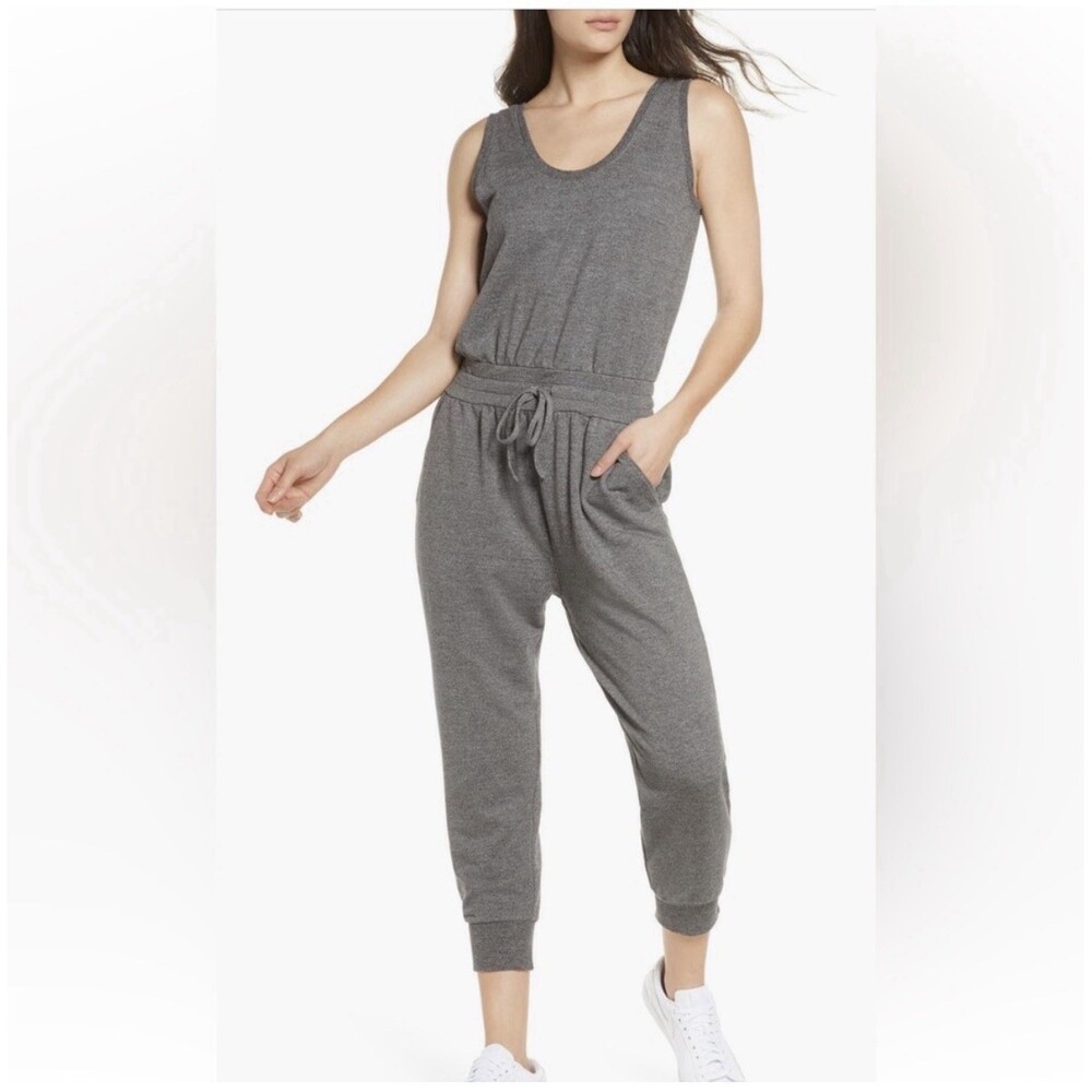 Zella Women’s Size M Gray Knit Jogger Jumpsuit Athleisure Casual Gorpcore Travel
